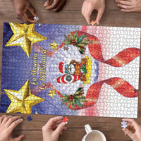 American Samoa Christmas Puzzle Seashell Santa Beach Vibes - Polynesian Pride