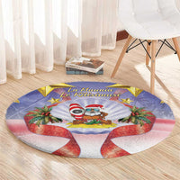 American Samoa Christmas Round Carpet Seashell Santa Beach Vibes - Polynesian Pride