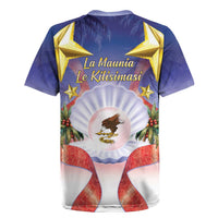American Samoa Christmas Rugby Jersey Seashell Santa Beach Vibes - Polynesian Pride