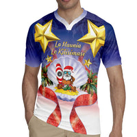 American Samoa Christmas Rugby Jersey Seashell Santa Beach Vibes - Polynesian Pride