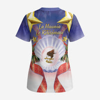 American Samoa Christmas Scrub Top Seashell Santa Beach Vibes - Polynesian Pride