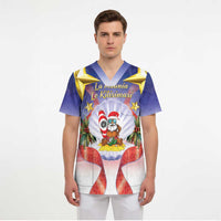 American Samoa Christmas Scrub Top Seashell Santa Beach Vibes - Polynesian Pride