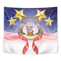 American Samoa Christmas Tapestry Seashell Santa Beach Vibes - Polynesian Pride