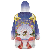 American Samoa Christmas Wearable Blanket Hoodie Seashell Santa Beach Vibes - Polynesian Pride