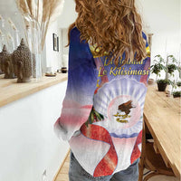 American Samoa Christmas Women Casual Shirt Seashell Santa Beach Vibes - Polynesian Pride