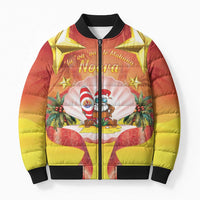 French Polynesia Christmas Bomber Puffer Jacket Seashell Santa Beach Vibes - Polynesian Pride
