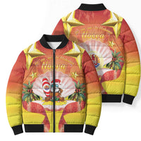 French Polynesia Christmas Bomber Puffer Jacket Seashell Santa Beach Vibes - Polynesian Pride