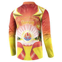 French Polynesia Christmas Button Sweatshirt Seashell Santa Beach Vibes - Polynesian Pride