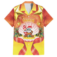 French Polynesia Christmas Family Matching Off Shoulder Short Dress and Hawaiian Shirt Seashell Santa Beach Vibes - Polynesian Pride