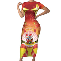 French Polynesia Christmas Family Matching Short Sleeve Bodycon Dress and Hawaiian Shirt Seashell Santa Beach Vibes - Polynesian Pride