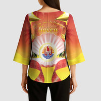French Polynesia Christmas Kimono Sleeve Blouse Seashell Santa Beach Vibes - Polynesian Pride