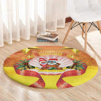 French Polynesia Christmas Round Carpet Seashell Santa Beach Vibes - Polynesian Pride