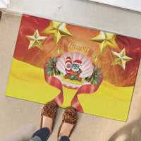 French Polynesia Christmas Rubber Doormat Seashell Santa Beach Vibes - Polynesian Pride