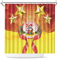 French Polynesia Christmas Shower Curtain Seashell Santa Beach Vibes - Polynesian Pride