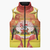 French Polynesia Christmas Sleeveless Puffer Jacket Seashell Santa Beach Vibes - Polynesian Pride