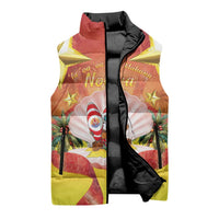 French Polynesia Christmas Sleeveless Puffer Jacket Seashell Santa Beach Vibes - Polynesian Pride