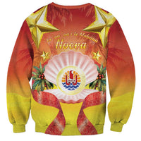 French Polynesia Christmas Sweatshirt Seashell Santa Beach Vibes - Polynesian Pride