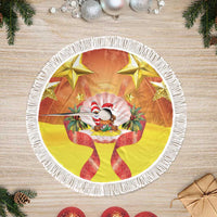 French Polynesia Christmas Tree Skirt Seashell Santa Beach Vibes - Polynesian Pride