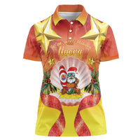 French Polynesia Christmas Women Polo Shirt Seashell Santa Beach Vibes - Polynesian Pride