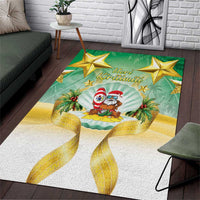 Cook Islands Christmas Area Rug Seashell Santa Beach Vibes - Polynesian Pride