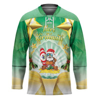 Cook Islands Christmas Hockey Jersey Seashell Santa Beach Vibes - Polynesian Pride