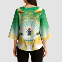 Cook Islands Christmas Kimono Sleeve Blouse Seashell Santa Beach Vibes - Polynesian Pride