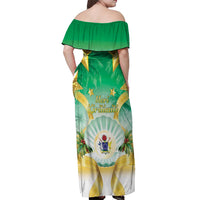 Cook Islands Christmas Off Shoulder Maxi Dress Seashell Santa Beach Vibes - Polynesian Pride