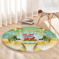 Cook Islands Christmas Round Carpet Seashell Santa Beach Vibes - Polynesian Pride