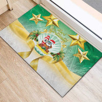 Cook Islands Christmas Rubber Doormat Seashell Santa Beach Vibes - Polynesian Pride