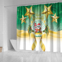Cook Islands Christmas Shower Curtain Seashell Santa Beach Vibes - Polynesian Pride