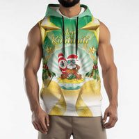 Cook Islands Christmas Sleeveless Hoodie Seashell Santa Beach Vibes - Polynesian Pride