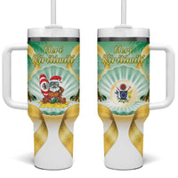 Cook Islands Christmas Tumbler With Handle Seashell Santa Beach Vibes - Polynesian Pride