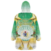 Cook Islands Christmas Wearable Blanket Hoodie Seashell Santa Beach Vibes - Polynesian Pride