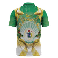Cook Islands Christmas Zipper Polo Shirt Seashell Santa Beach Vibes LT05 - Polynesian Pride