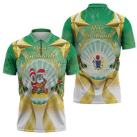 Cook Islands Christmas Zipper Polo Shirt Seashell Santa Beach Vibes LT05 - Polynesian Pride