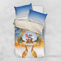 Marshall Islands Christmas Bedding Set Seashell Santa Beach Vibes - Polynesian Pride