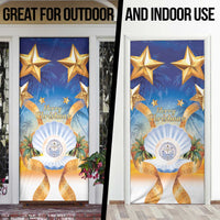 Marshall Islands Christmas Door Cover Seashell Santa Beach Vibes - Polynesian Pride