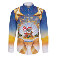Marshall Islands Christmas Family Matching Puletasi and Hawaiian Shirt Seashell Santa Beach Vibes - Polynesian Pride