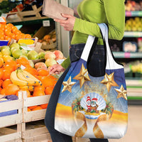 Marshall Islands Christmas Grocery Bag Seashell Santa Beach Vibes - Polynesian Pride