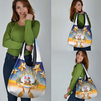 Marshall Islands Christmas Grocery Bag Seashell Santa Beach Vibes - Polynesian Pride