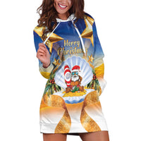 Marshall Islands Christmas Hoodie Dress Seashell Santa Beach Vibes - Polynesian Pride