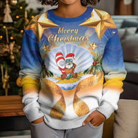 Marshall Islands Christmas Kid Ugly Christmas Sweater Seashell Santa Beach Vibes - Polynesian Pride