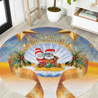 Marshall Islands Christmas Round Carpet Seashell Santa Beach Vibes - Polynesian Pride