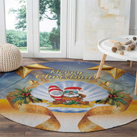 Marshall Islands Christmas Round Carpet Seashell Santa Beach Vibes - Polynesian Pride