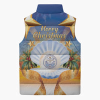 Marshall Islands Christmas Sleeveless Puffer Jacket Seashell Santa Beach Vibes - Polynesian Pride