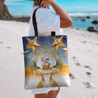 Marshall Islands Christmas Tote Bag Seashell Santa Beach Vibes - Polynesian Pride