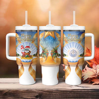 Marshall Islands Christmas Tumbler With Handle Seashell Santa Beach Vibes - Polynesian Pride