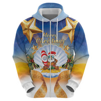 Marshall Islands Christmas Zip Hoodie Seashell Santa Beach Vibes - Polynesian Pride