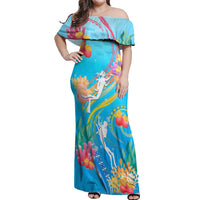 Under The Sea Scuba Diving Off Shoulder Maxi Dress Polynesian Pattern LT05 Women Blue - Polynesian Pride