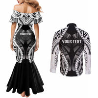 Personalised Remember Samoa Black Saturday Couples Matching Mermaid Dress and Long Sleeve Button Shirt Samoa Mo Samoa - Polynesian Pride